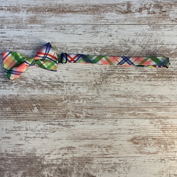 Easter bow tie pre-tied bow tie plaid bow tie spring bow tie Easter outfit pink - Picture 4 of 4